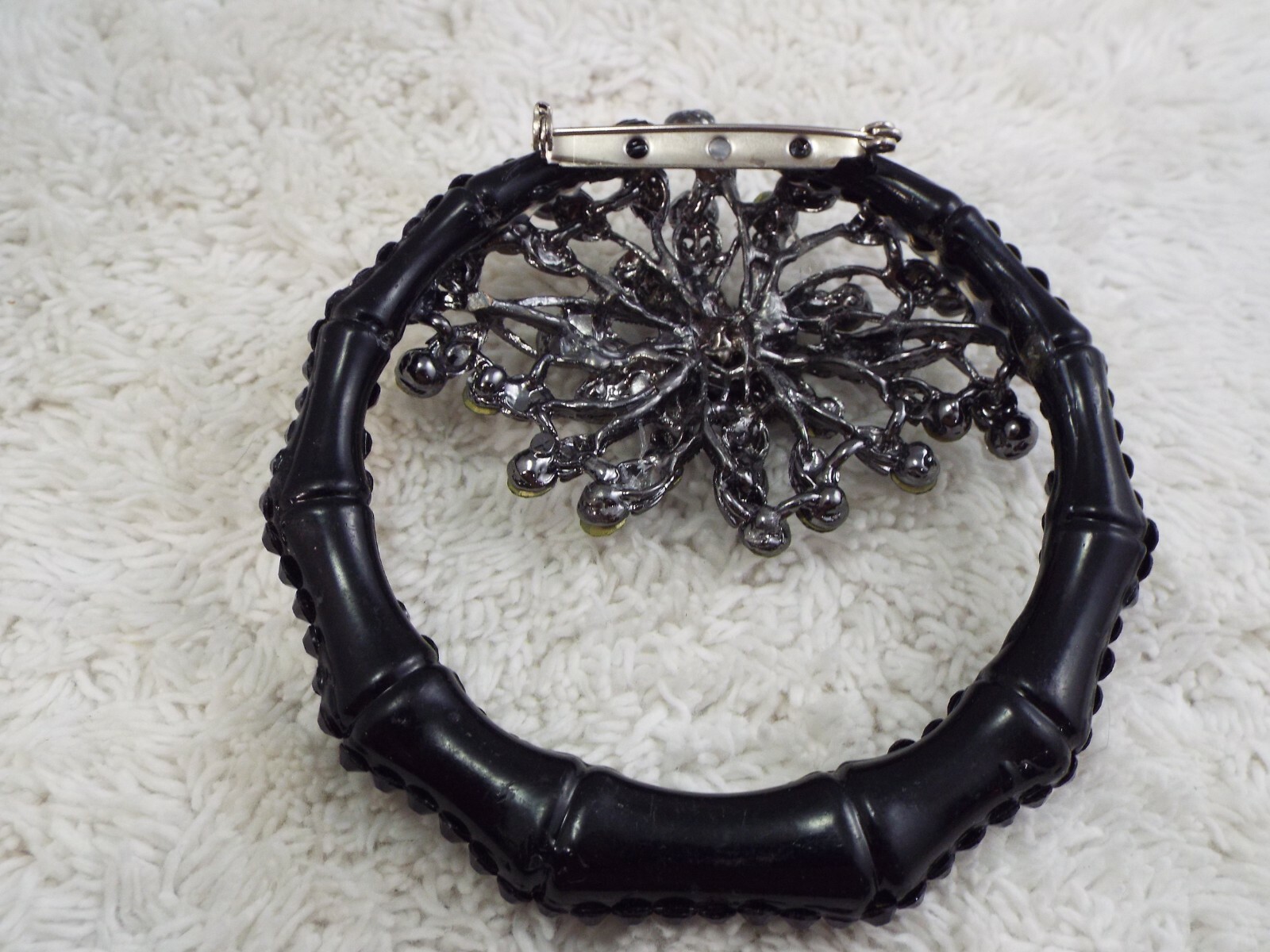 Handmade Black Gunmetal Smoke Rhinestone Pin OOAK (A53)
