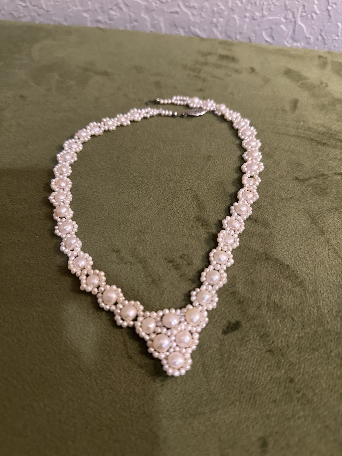 Vintage Handmade Pearl Beaded Statement Necklace – Elegant Bridal Jewelry