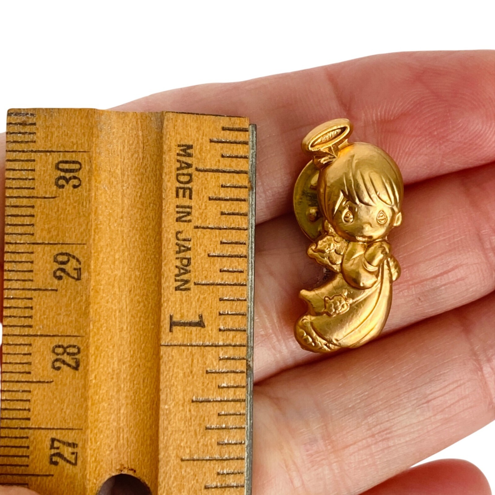 Precious Moments Gold Tone Angel Lapel Pin Brooch With Safety Clasp