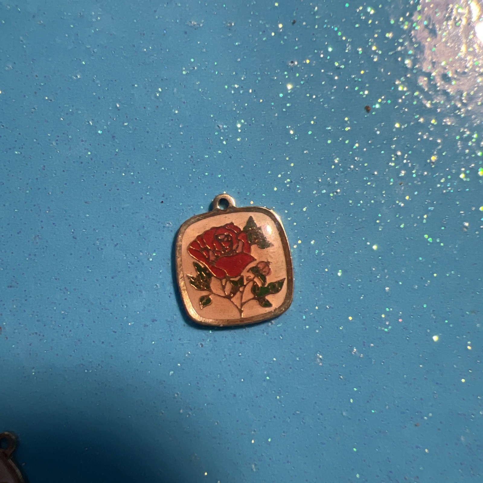 Lot 8 Pieces Vintage 70s-80s Cloisonne Enamel Flower Charm Metal Resin Coating