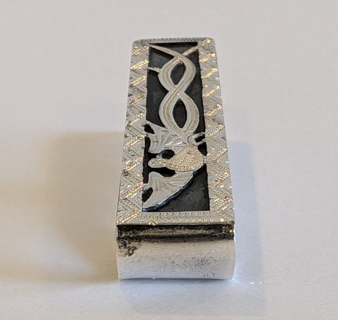 Vintage 900 Silver Etched Bird Tie Clip / Money Clip Guatemala