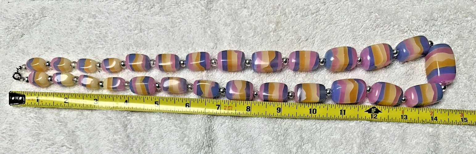 Vintage MCM Estate 30” Chunky Pastel Lucite Bead Strand Necklace n0129