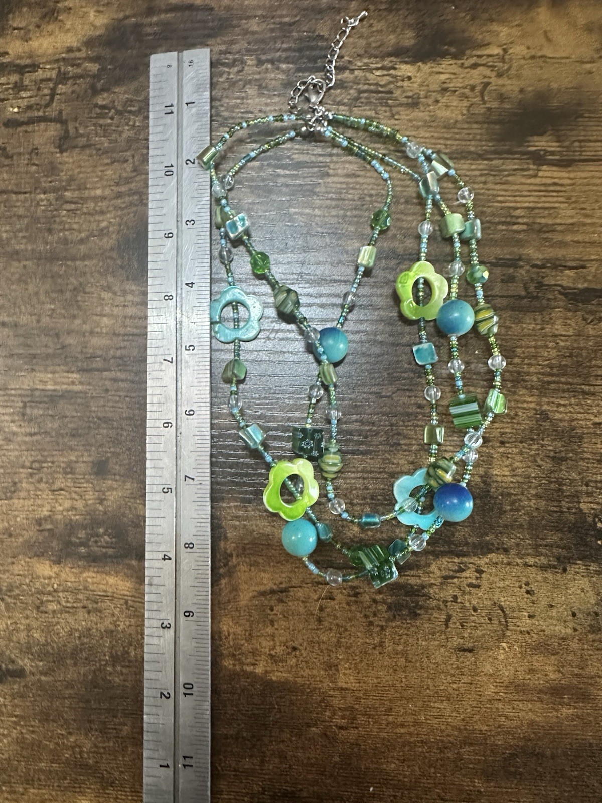 Vintage Style Beaded Necklace Lot Green White Brown Glass Acrylic Jewelry