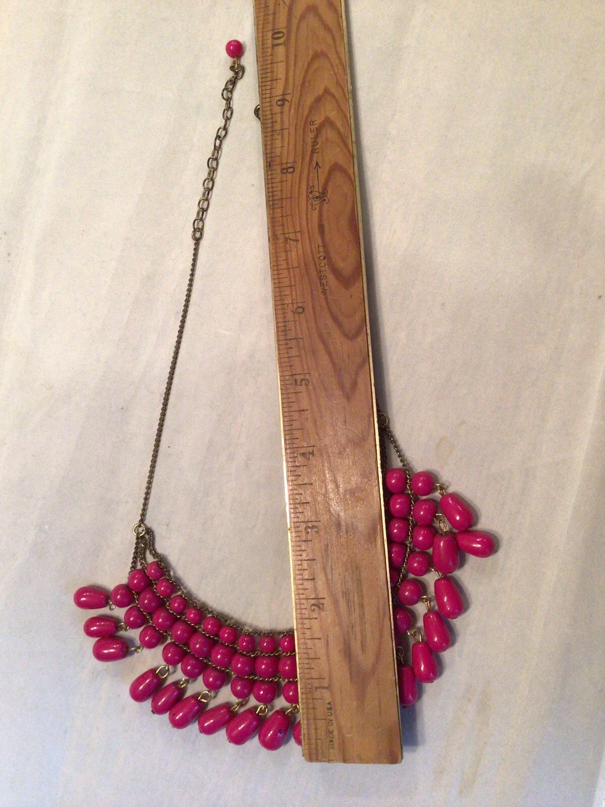 Vintage Bordeaux Red Beaded Fringe Bib Collar Necklace Multi Strand