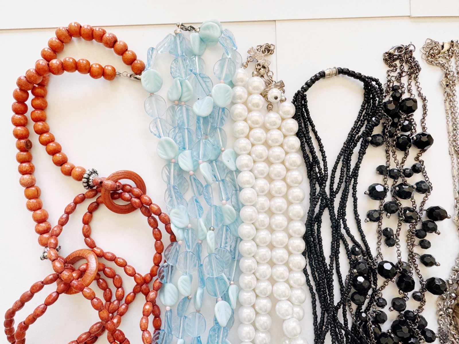 10 Pcs Vintage Necklace Lot Beaded Statement Glass Faux Pearl Boho Fashion