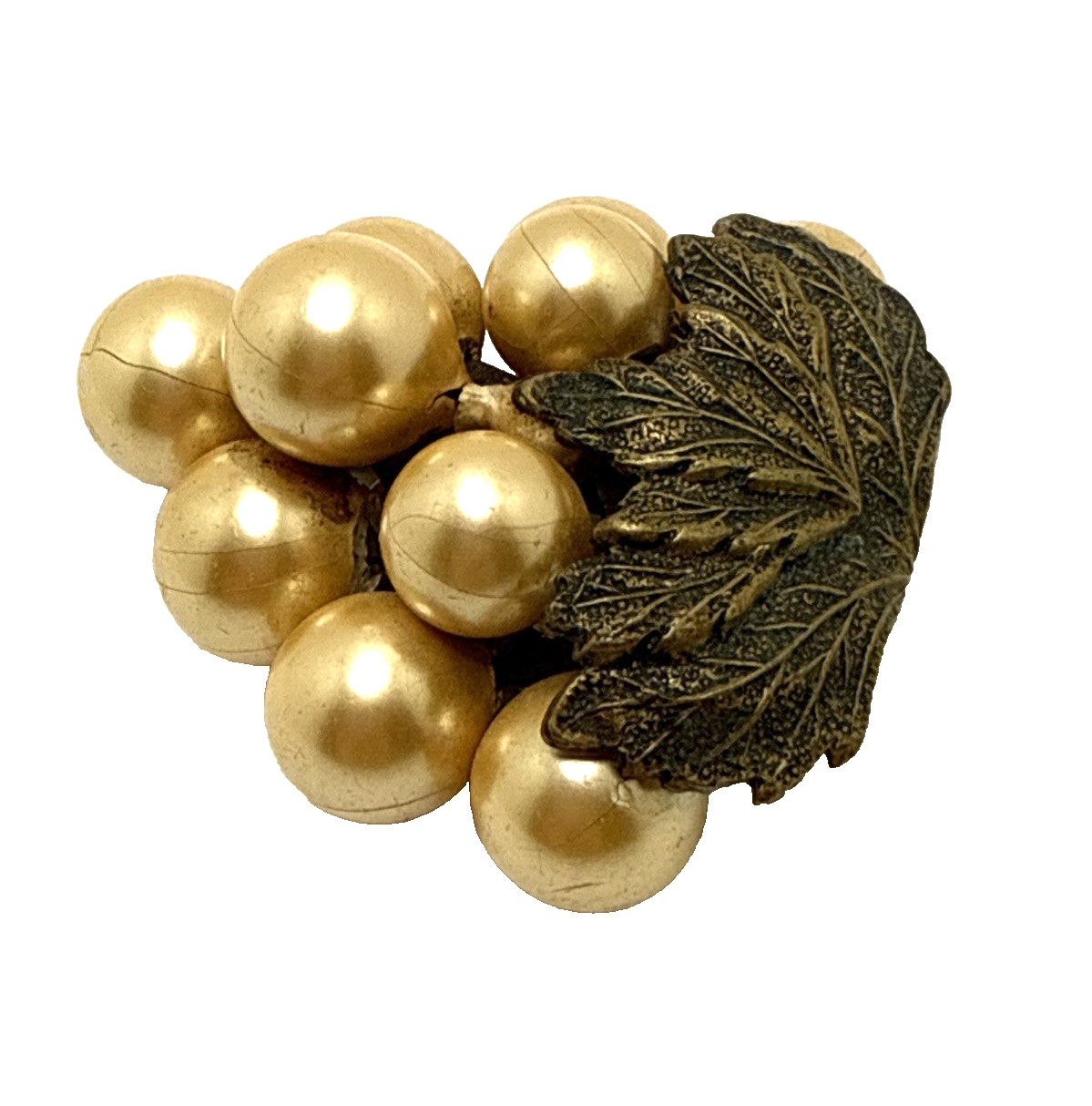 Vintage Miriam Haskell Faux Pearl Grape Cluster Dress Fur Clip Unsigned 2.5″