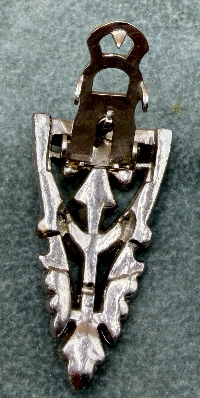 Vintage Art Deco Duette Dress Clip Brooch Red Baguette Rhinestone