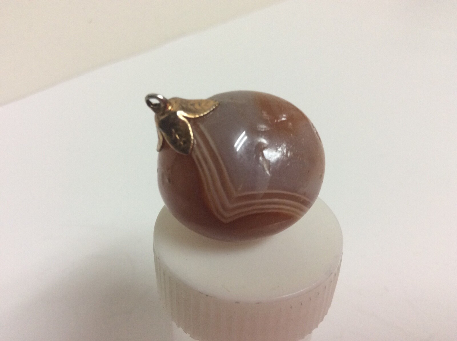 Vintage Polished Stone Swirl Agate Pendant Pear Shape