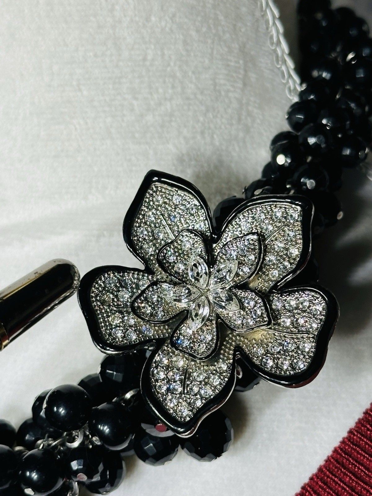 Vtg Faceted Multi-Strand Art-Deco Goth Glam Maximalist Chunky Statement Crystal