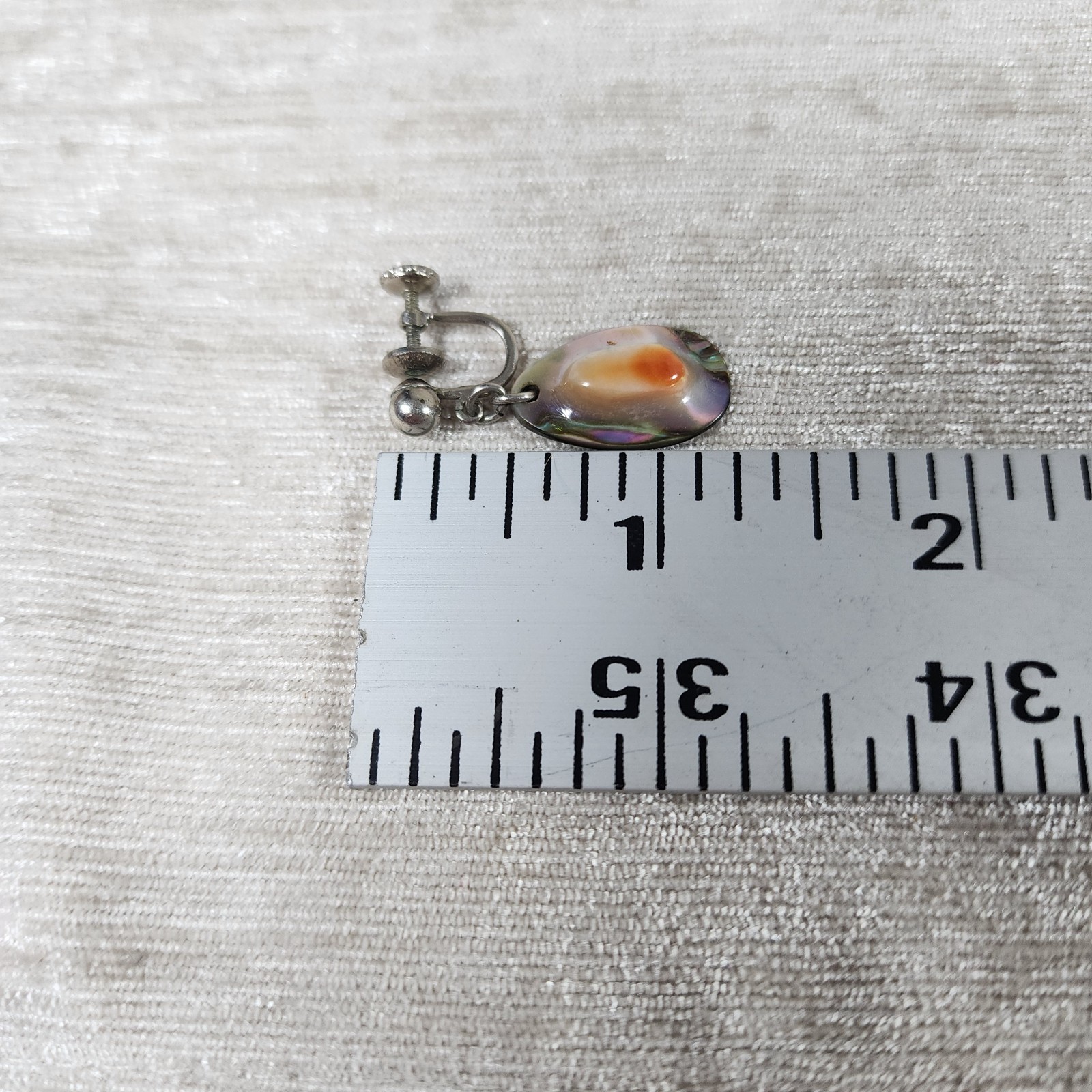 Vintage Abalone Shell Pin and Clip Earrings Set Nature Boho Earthy