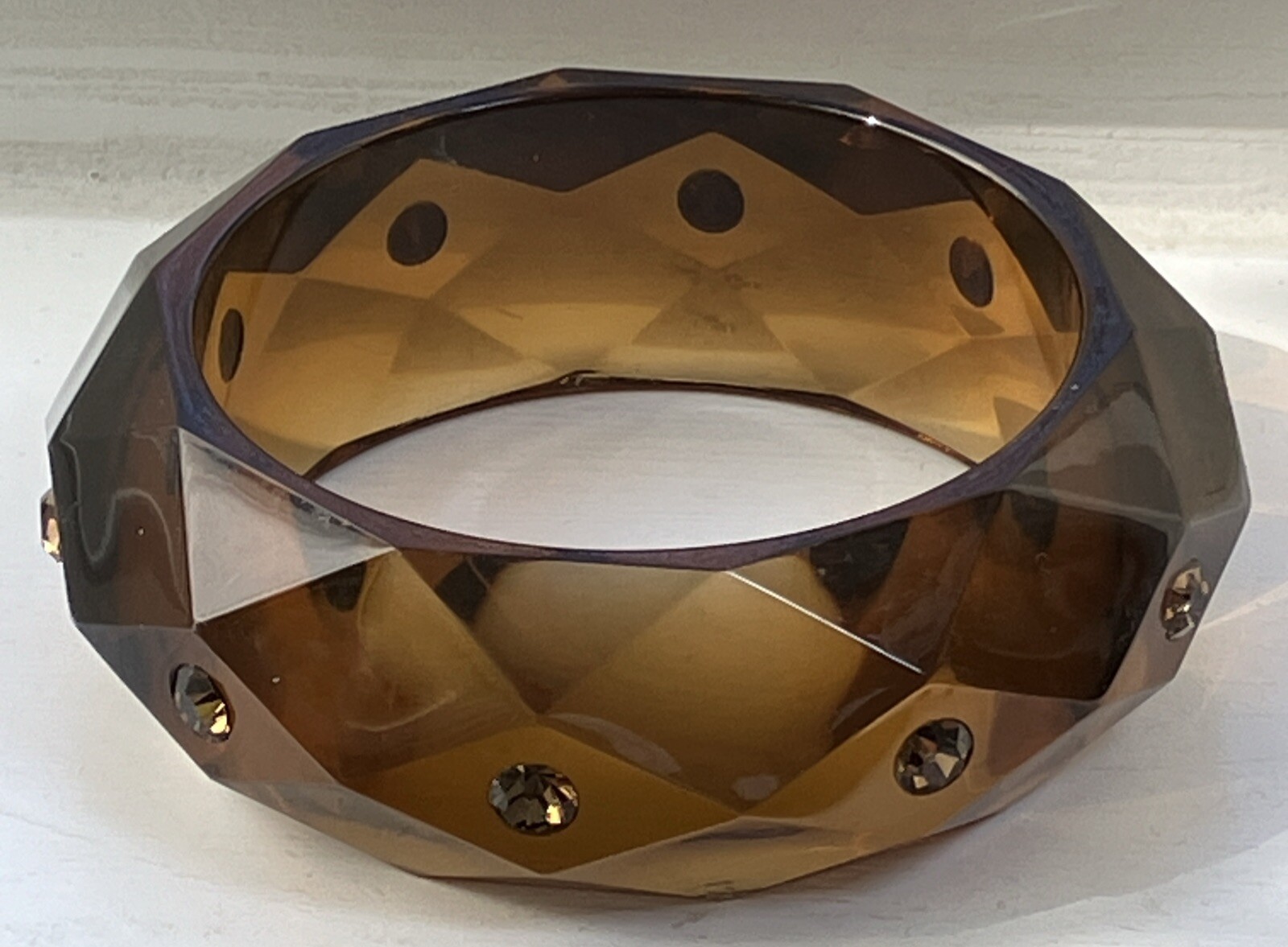 VINTAGE FACETED GEMS BANGLE BRACELET