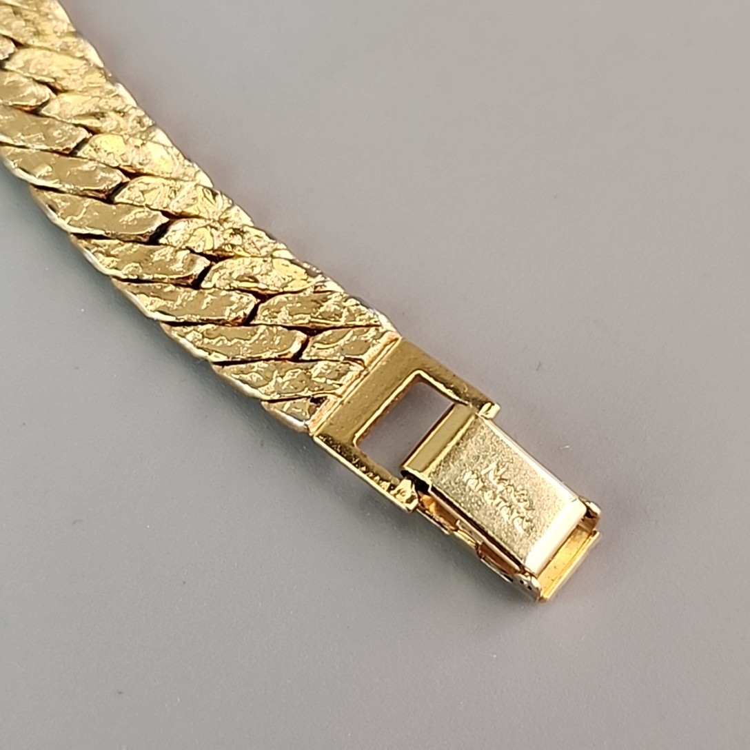 Vintage Napier Chain Bracelet 1cm Gold Tone Herringbone 6.75″