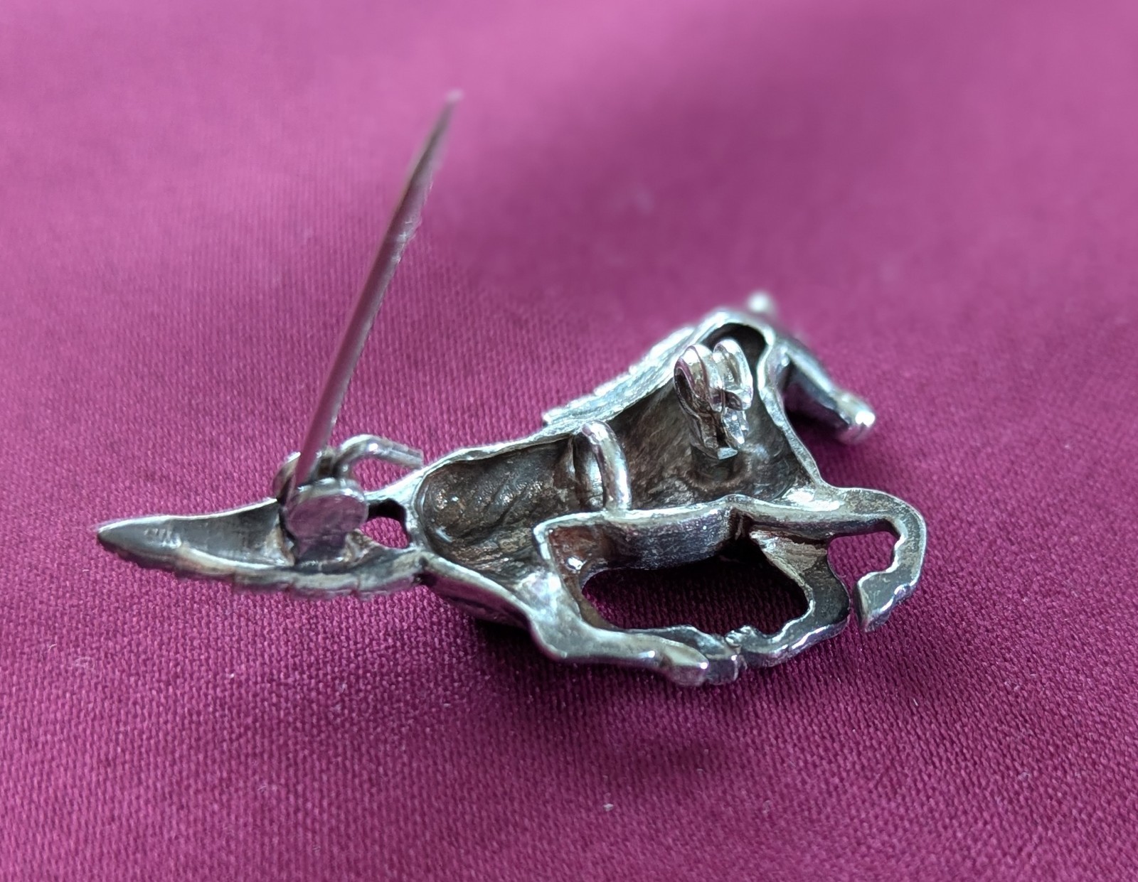 Vintage Sterling Silver 925 Running Galloping Horse Ladies Pin Brooch 1.5 “