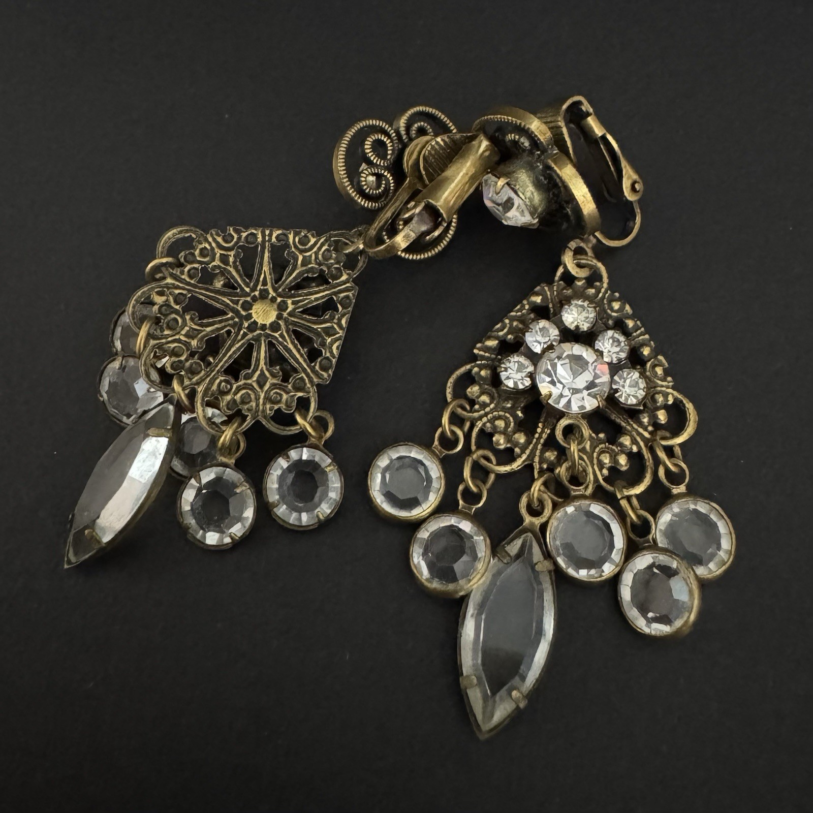 Vintage Hobé Signed Victorian Revival Filigree Brooch Pendant & Earring Set