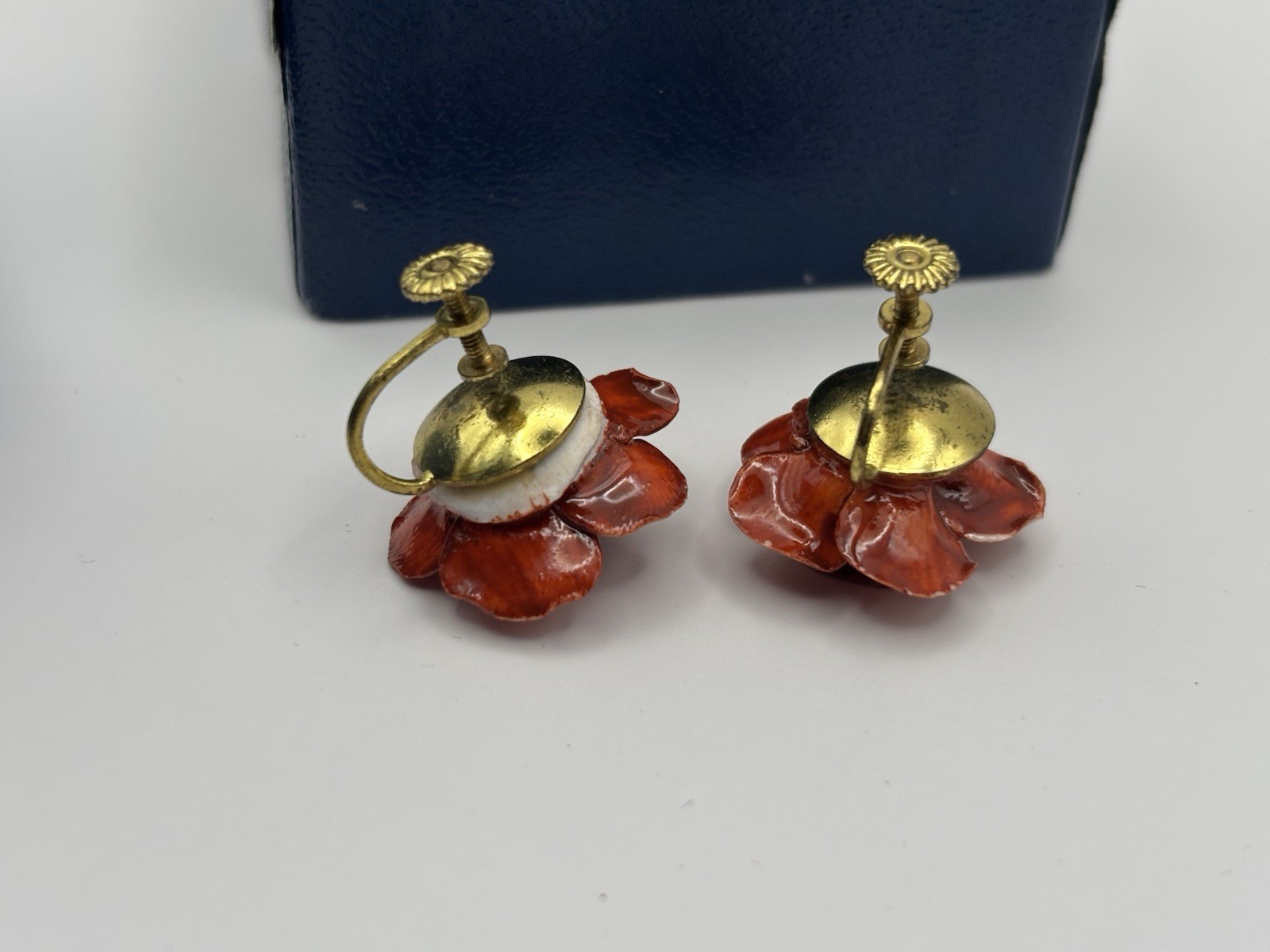 Vintage Coalport Bone China Floral Clip On Earrings Made In England with Box