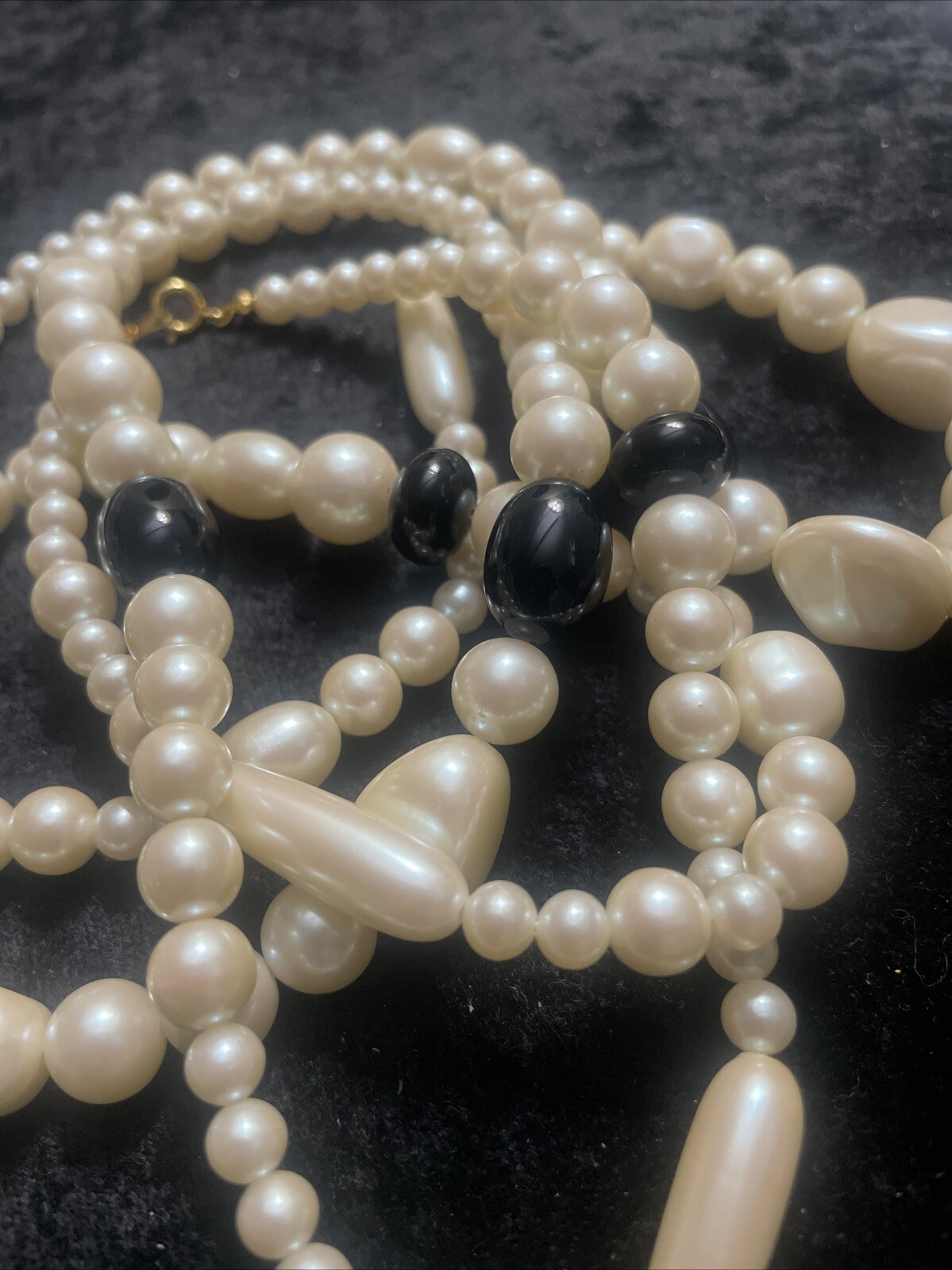 Vintage Different shapes and sizes Faux Pearls Necklace 52 Inch