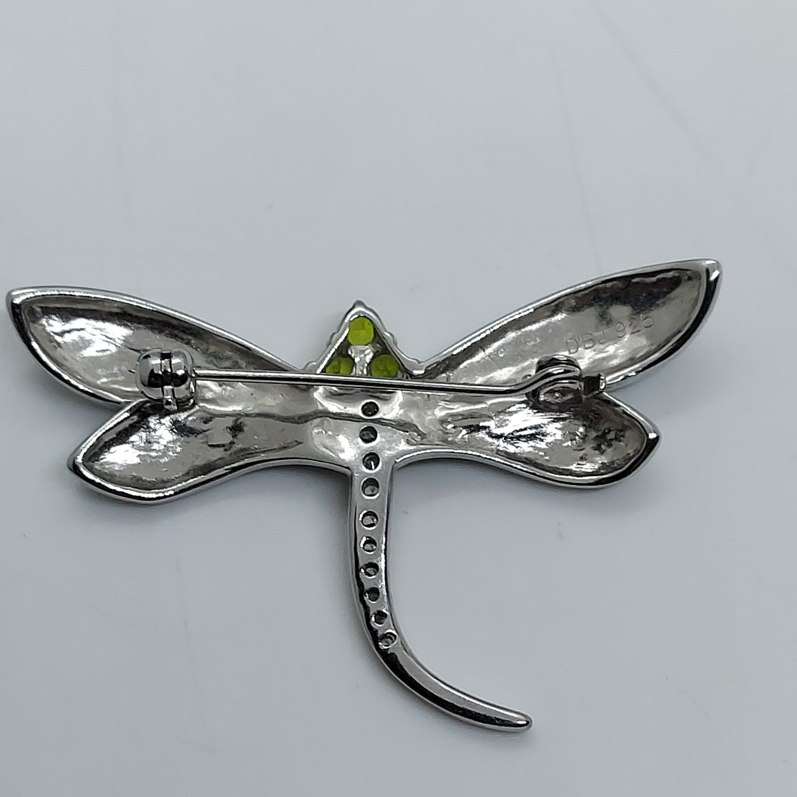 Vintage DBJ 925 Peridot And CZ Dragonfly Brooch