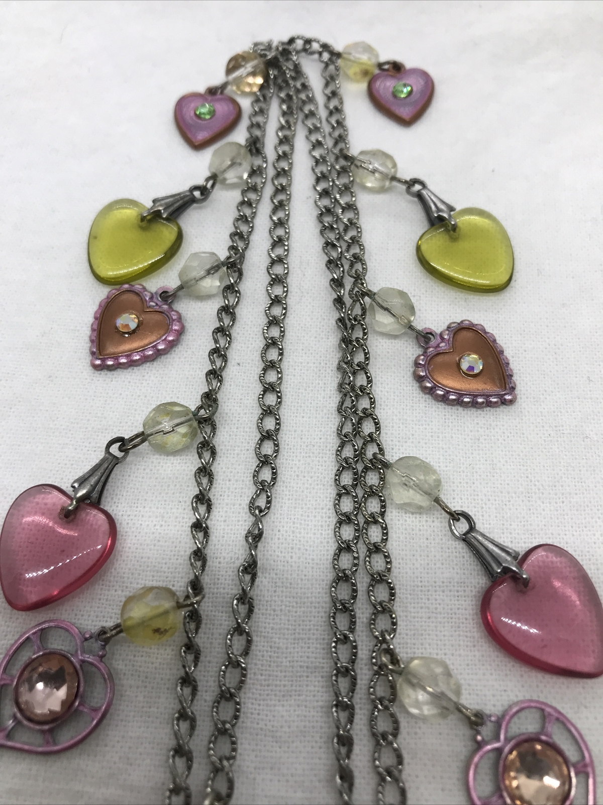 Vintage Glass Works Studio Glass & Silver Charms in Multi Colors Necklace 17