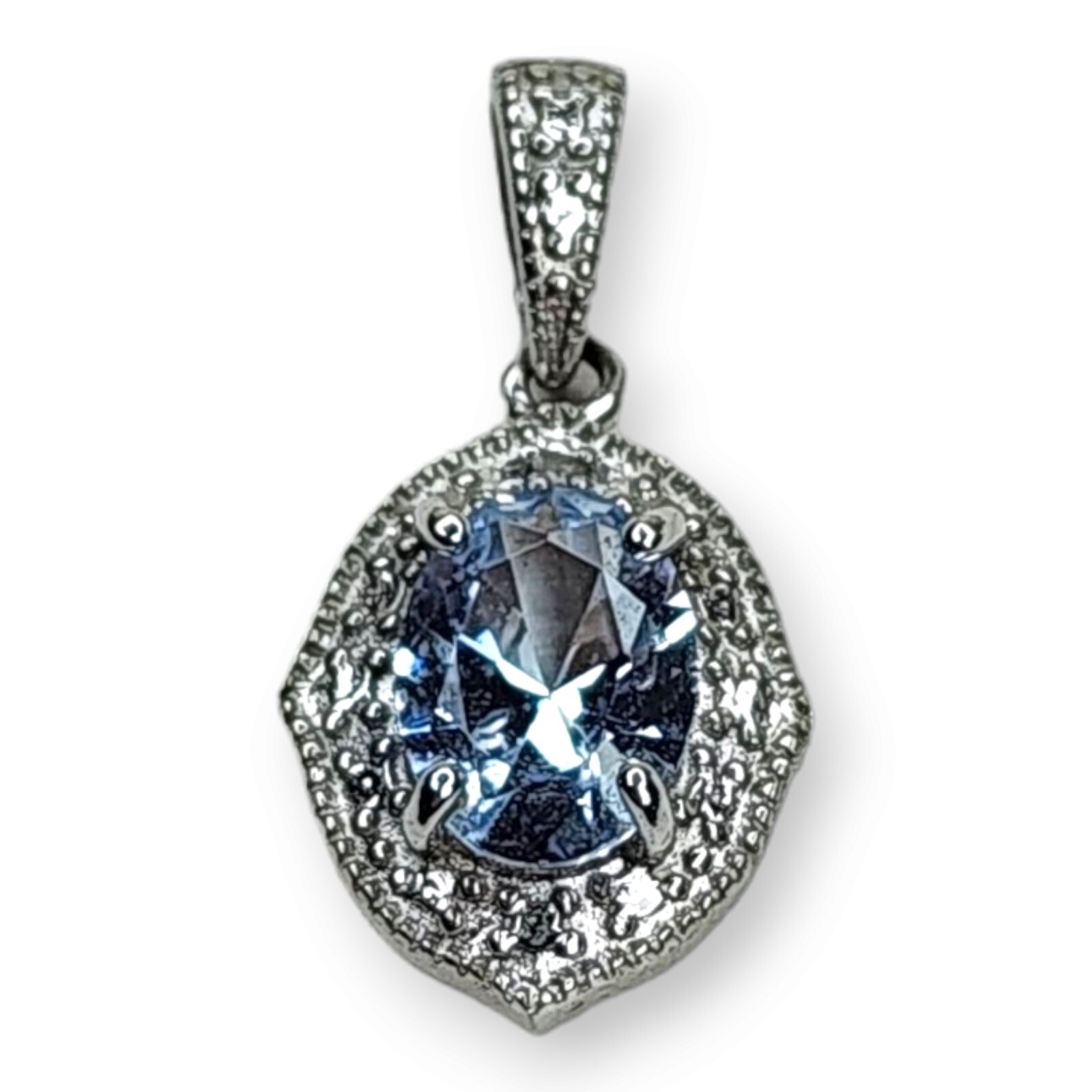 Sterling Silver 925 Faceted Clear Topaz Pendant