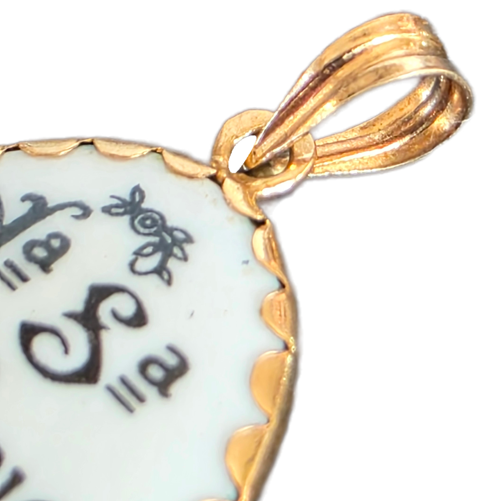 Antique Enameled Gold Medal Virgin Mary Madonna Pendant – 18K Gold
