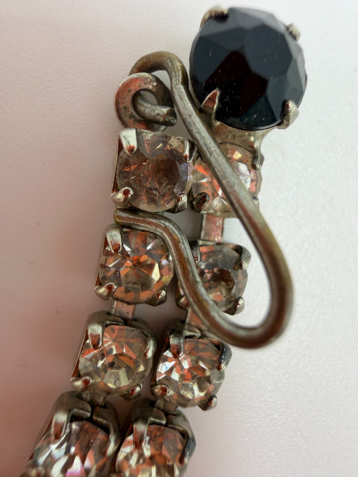 Vintage Necklace Rhinestone Black Swag Festoon MCM Era PJ 16 inches