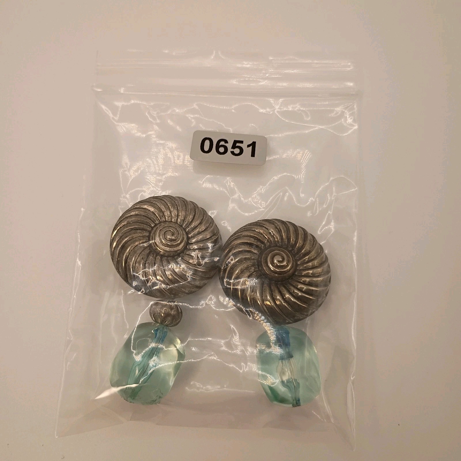 Vintage Clip On Dangle Earrings Silver Tone Aqua Lucite Jelly Light Teal Blue
