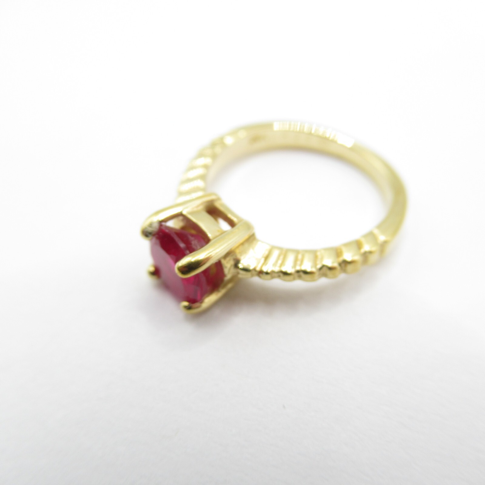 Red Stone Glass Vintage Ring Size 4.25 Small