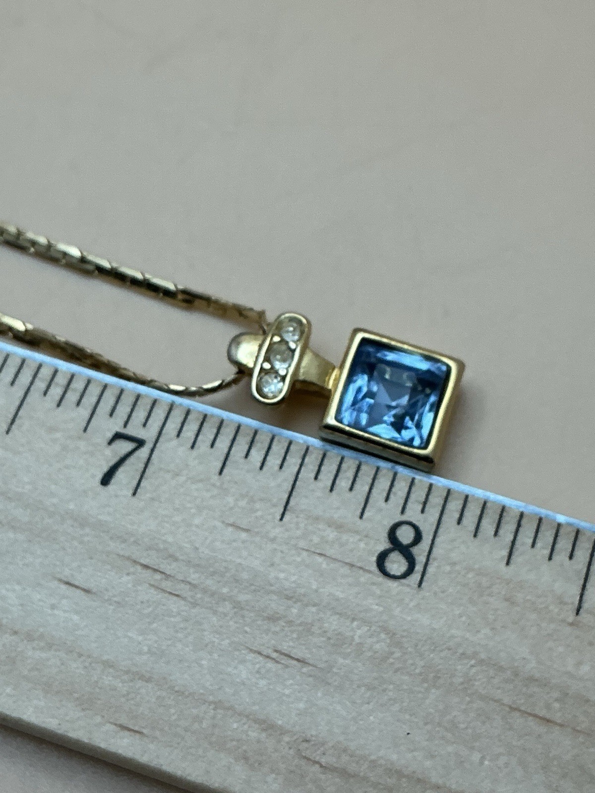 Vintage Premier Designs Blue Faceted Glass Stone and Clear Rhinestone Necklace