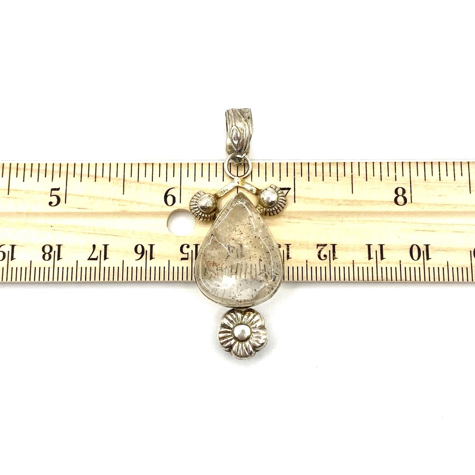 Vintage Artisan Organic Crystal Quartz Rock Stone Pendant Modernist Brutalist