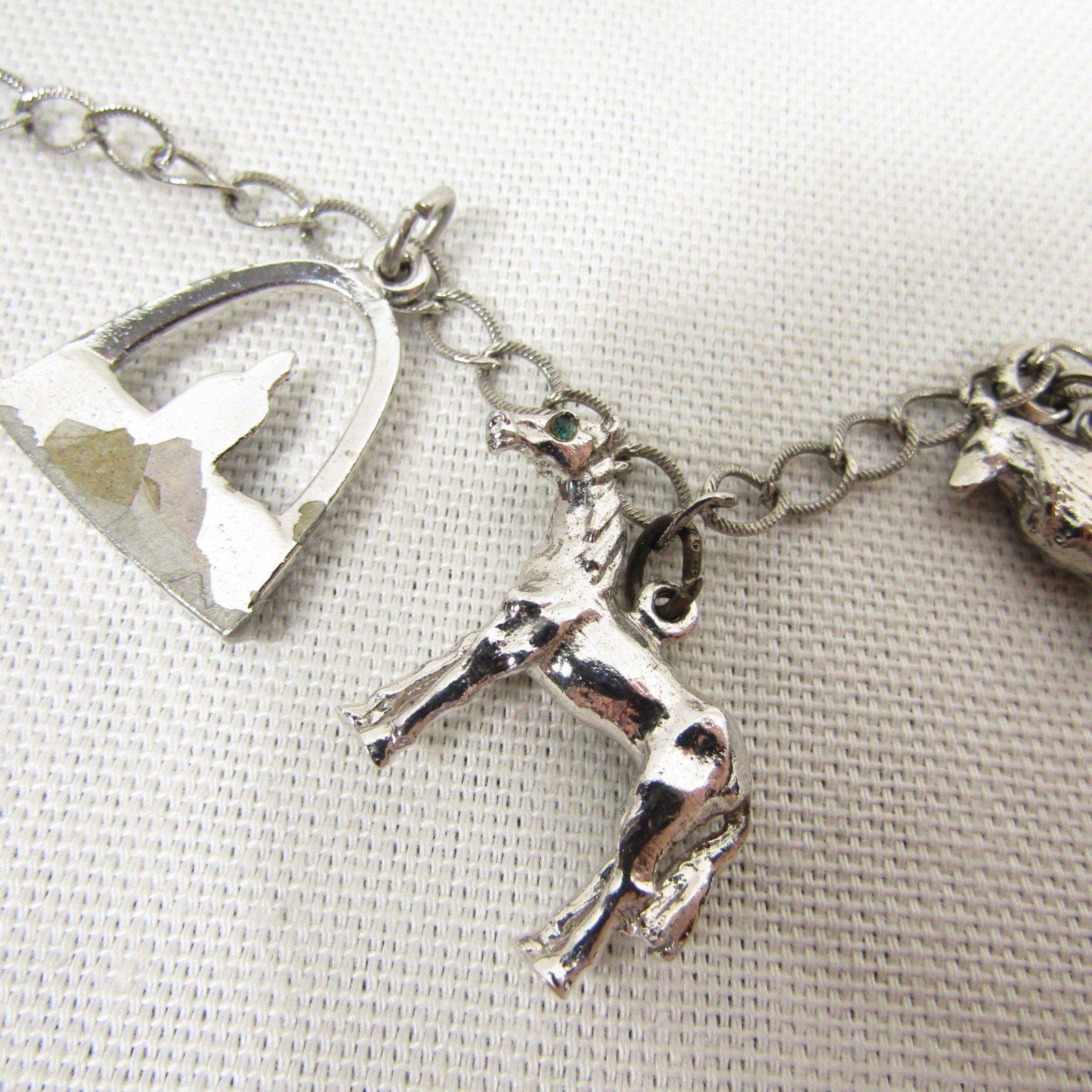 Vintage New Orleans Charm Bracelet Trumpet Horse Collie Arch Bells