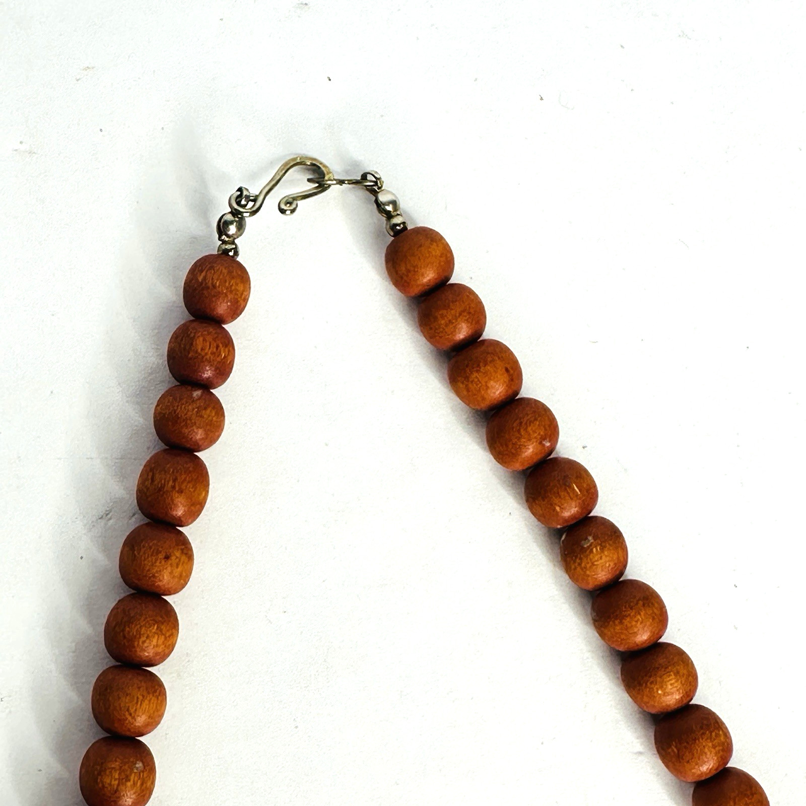 VTG Boho Wooden Leaf Necklace Double Strand Beaded Autumn Fall Colors Statement