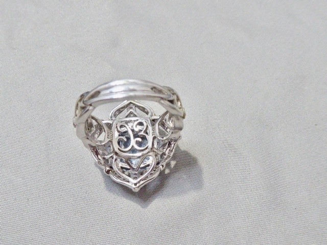 NEW 7CARAT SKY BLUE MINED CUSHION CUT TOPAZ & CZ STERLING RING SIZE 8 RING