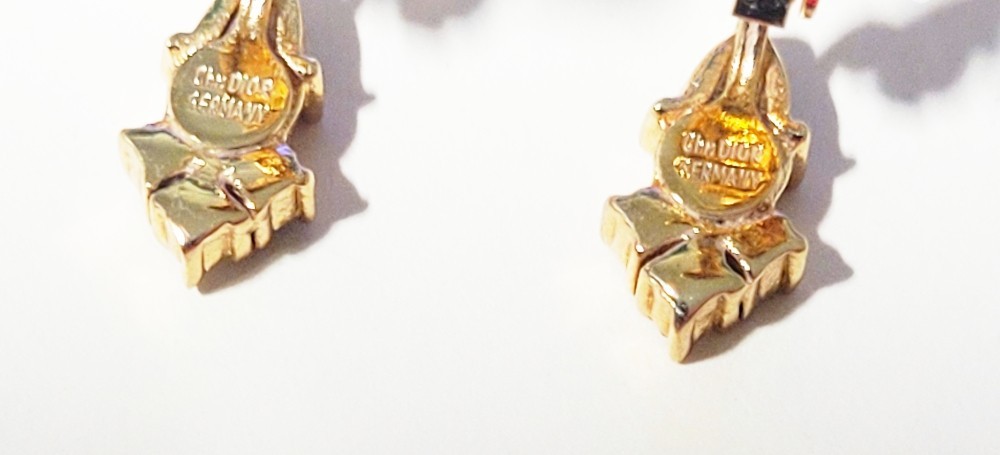 Christian DIOR Crystal Earrings Germany Clip Ons Style Vintage 1/2 Inch Long