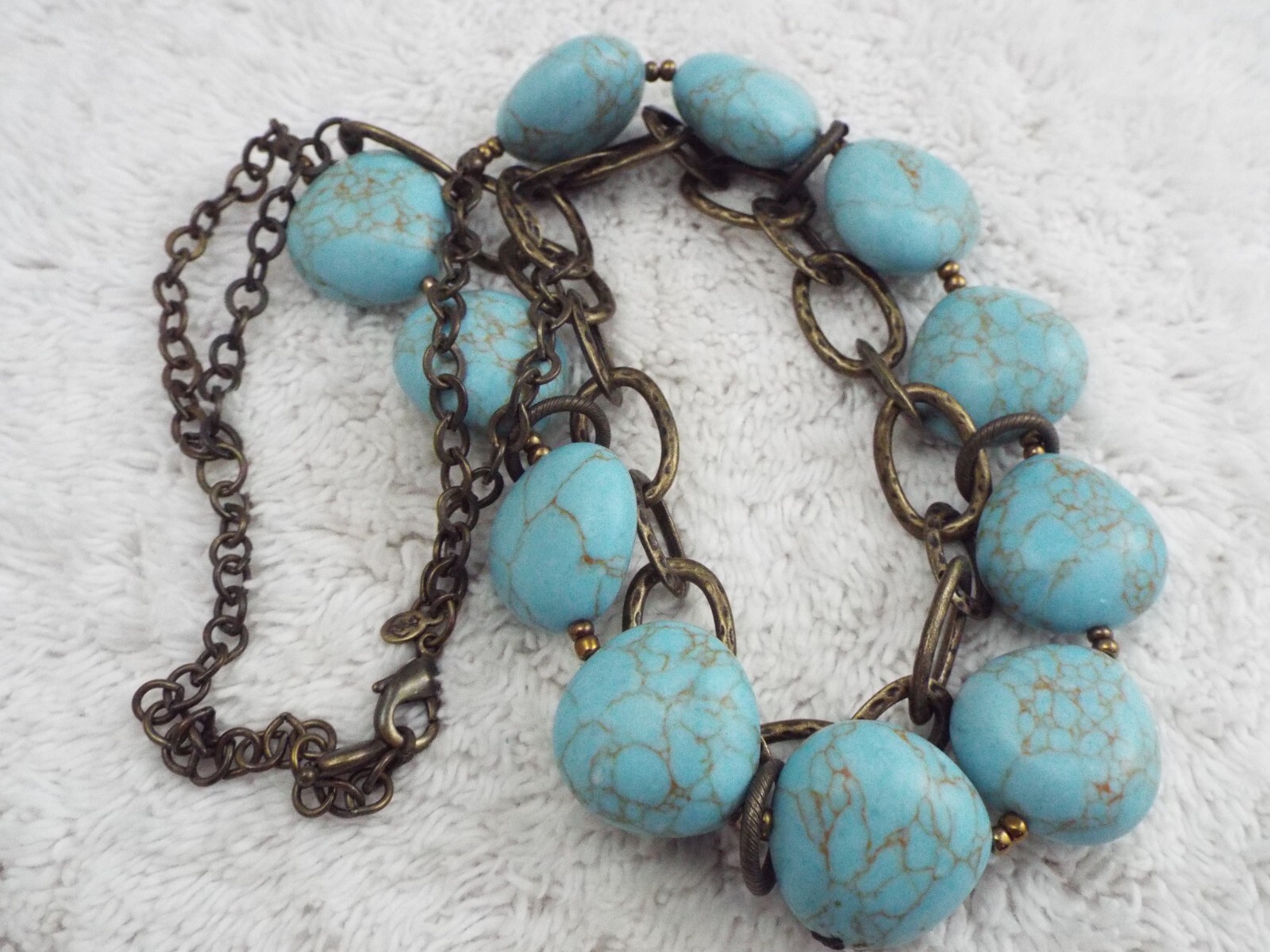 PREMIER DESIGNS Brasstone Blue Howlite Stone Necklace (A53)