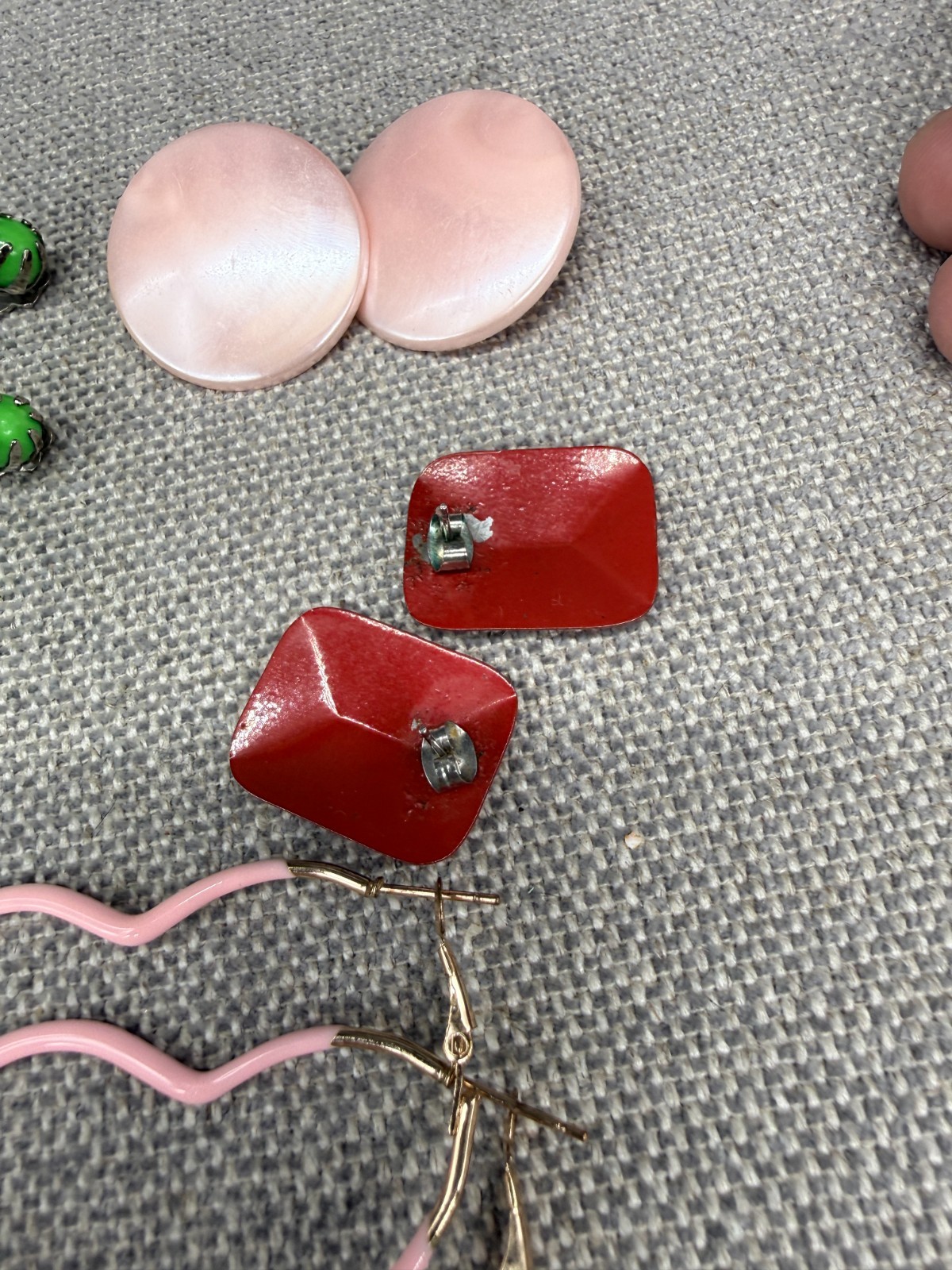Vintage Earring Lot Pierced Clip Ons 6 Pair Retro Y2K Acrylic Hearts Flowers