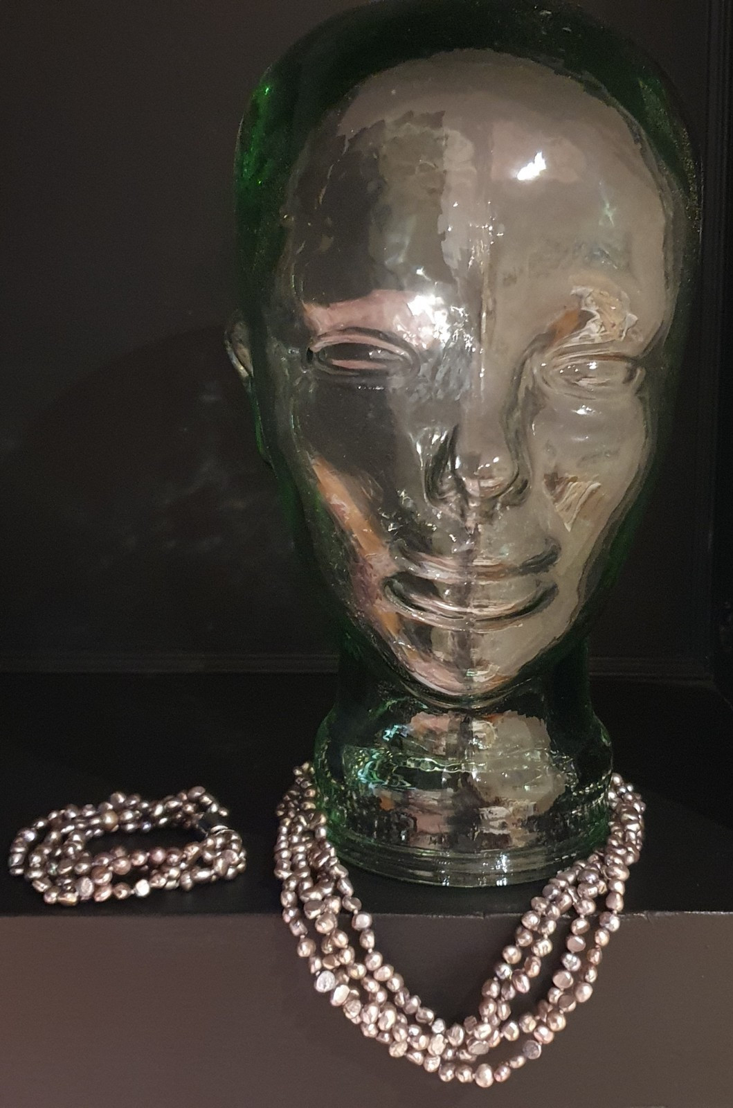 4 Strand Freshwater Pearl Necklace 17.5″ & Bracelet 7.5″ Gray Pink Iridescence