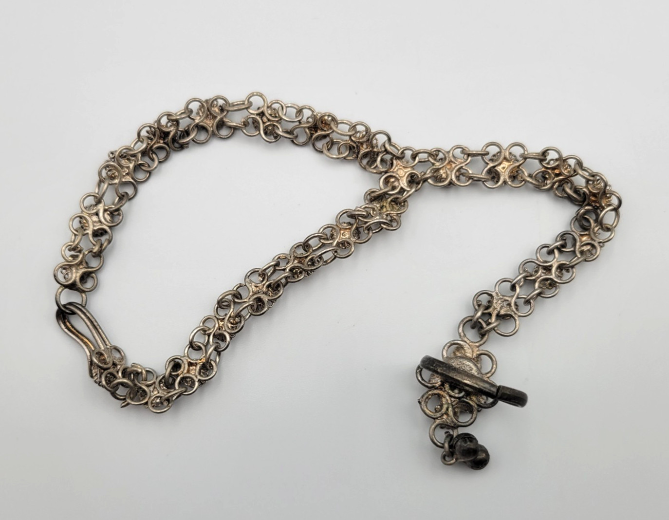 Vintage Turkish Bohemian Hand Harness Chain Bracelet Ring Combo Silver Tone