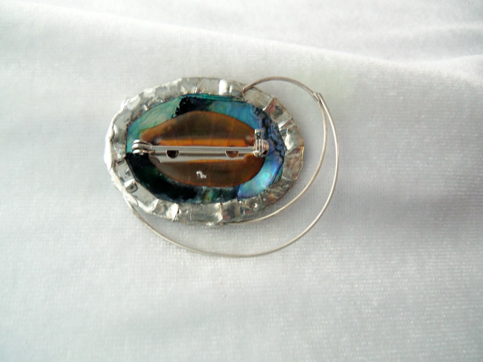 Vintage Artisan Paua Shell Modernist Design Brooch