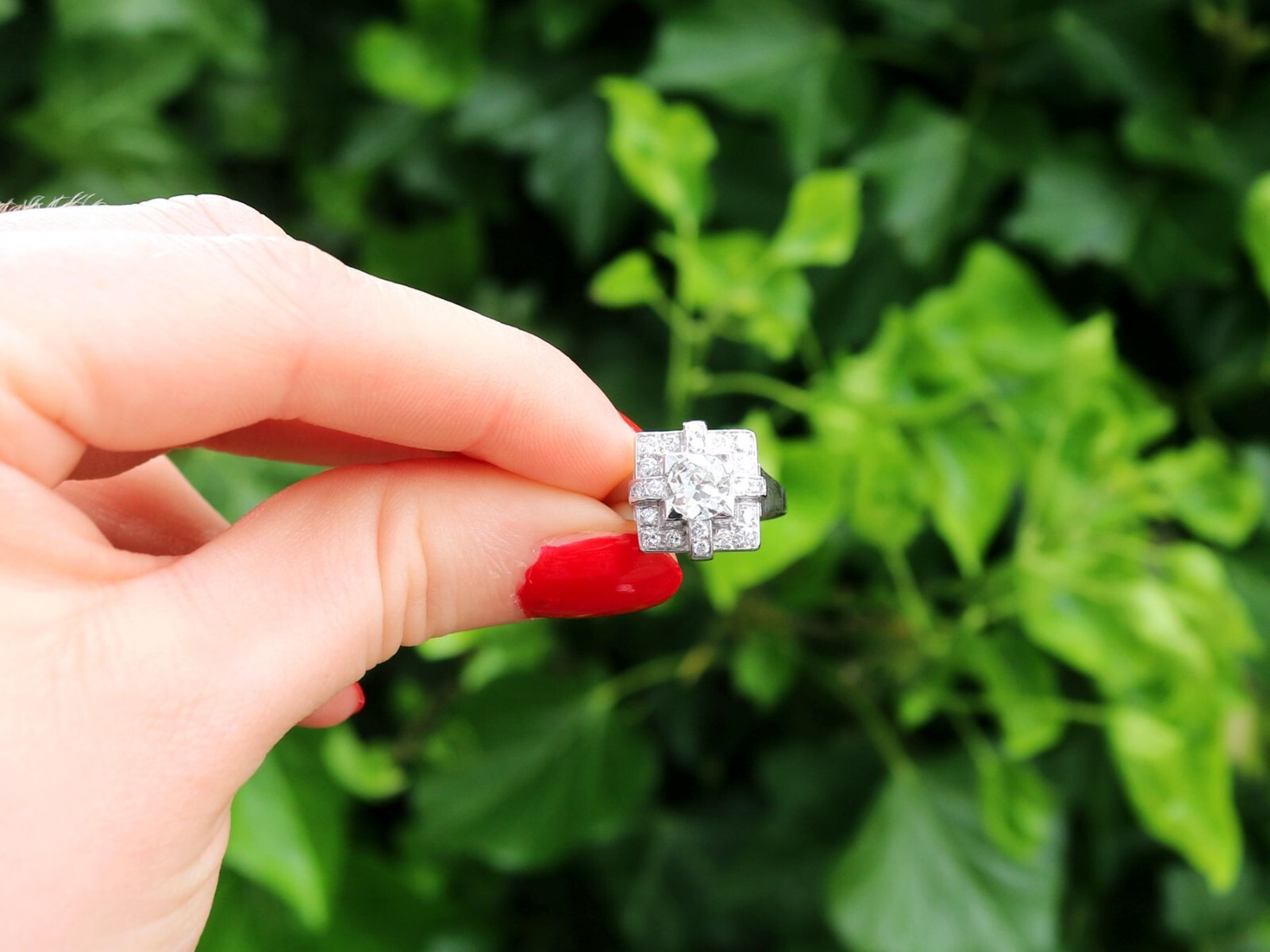 Vintage French 1.53 Ct Diamond and Platinum Dress Ring Art Deco 1940 Size 6.25