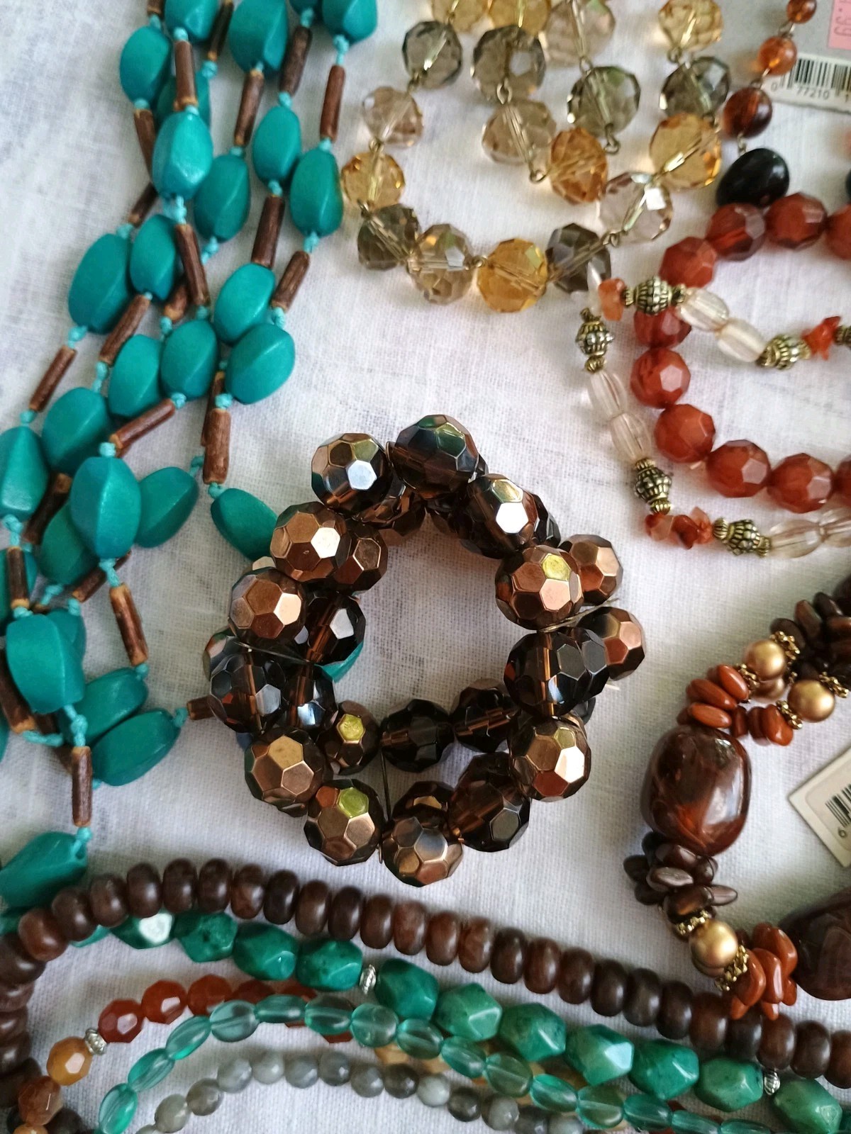 VTG Jewelry Lot Turquoise Green Earthy Colors Boho Necklaces Bracelets Resellers