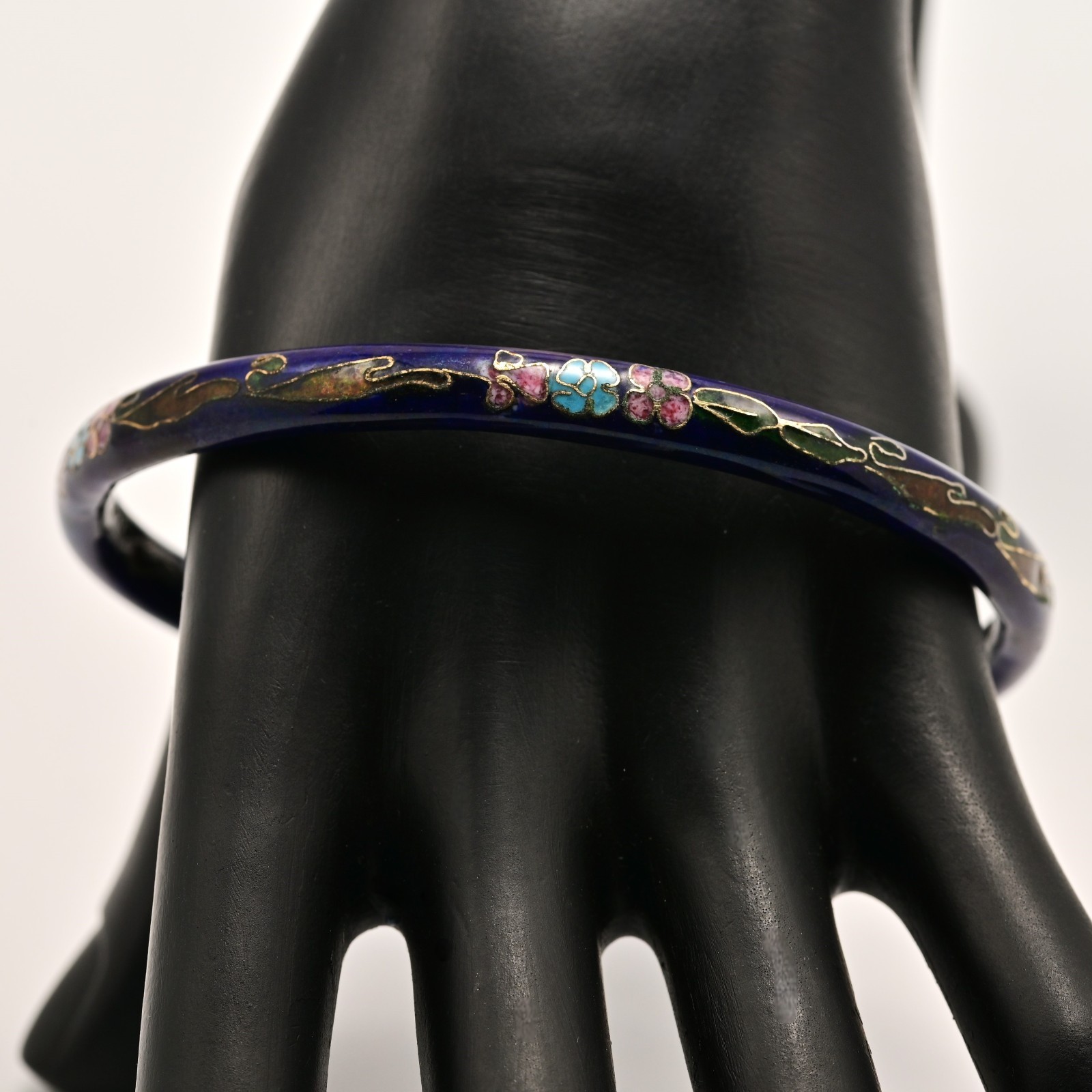 Chinese Vintage Original Enamel Cloisonne Asian Champleve Estate Bangle Bracelet