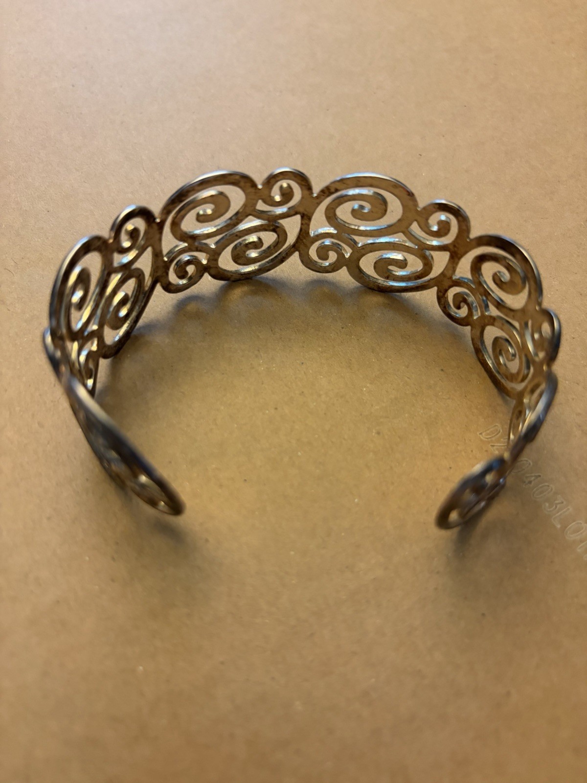 Vintage Sterling Silver 925 China Stamped Spiral Swirl Cuff Bracelet