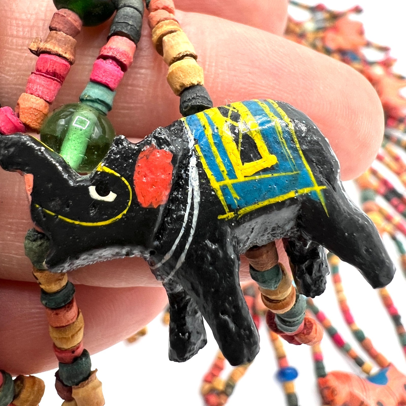 Long Artisan Beaded Animal Necklace with Colorful Fringe – Global Folk Inspired