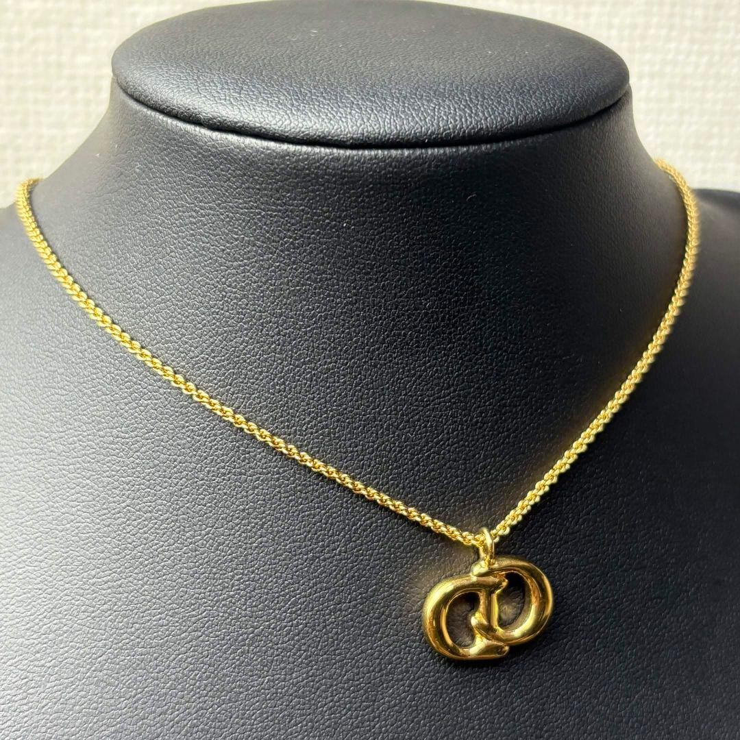 Christian Dior CD Logo Gold Necklace 45cm Vintage
