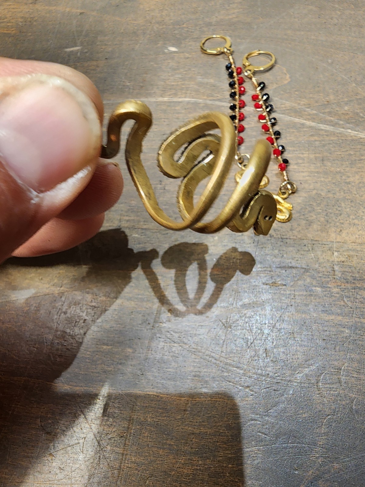 Vintage Lady Art Style Snake Serpent Coiled Wrap Finger Band Ring SZ 5 Brass