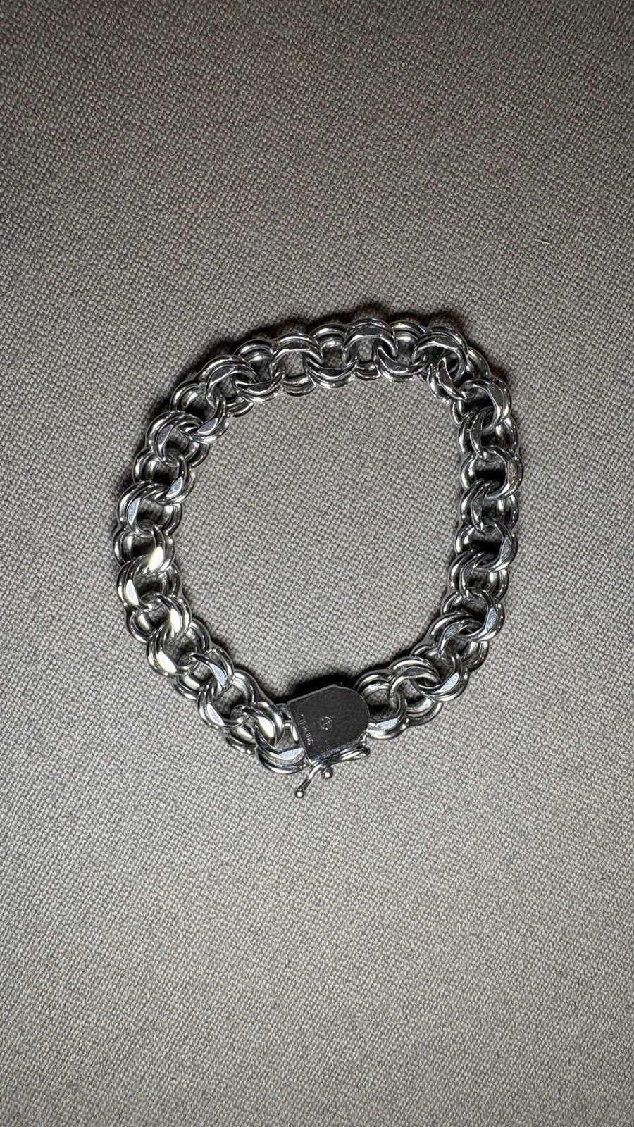 Sterling Silver Vintage Charm Chain Bracelet with Double Link Security Clasp