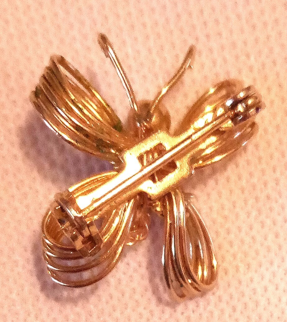 Pin Brooch Insect Gold Plated About 1 Inch Women’s Vintage Free Shipping