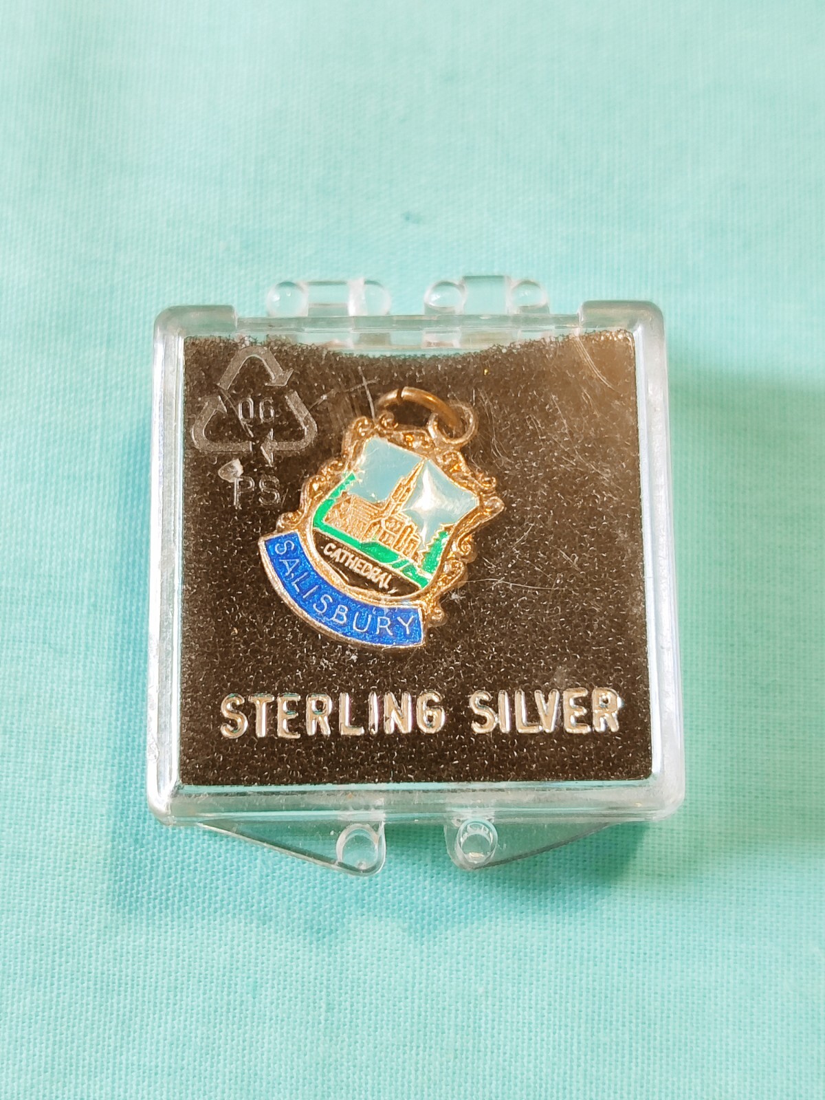 Vintage Sterling Silver Enamel Salisbury Cathedral Pendant Or Charm