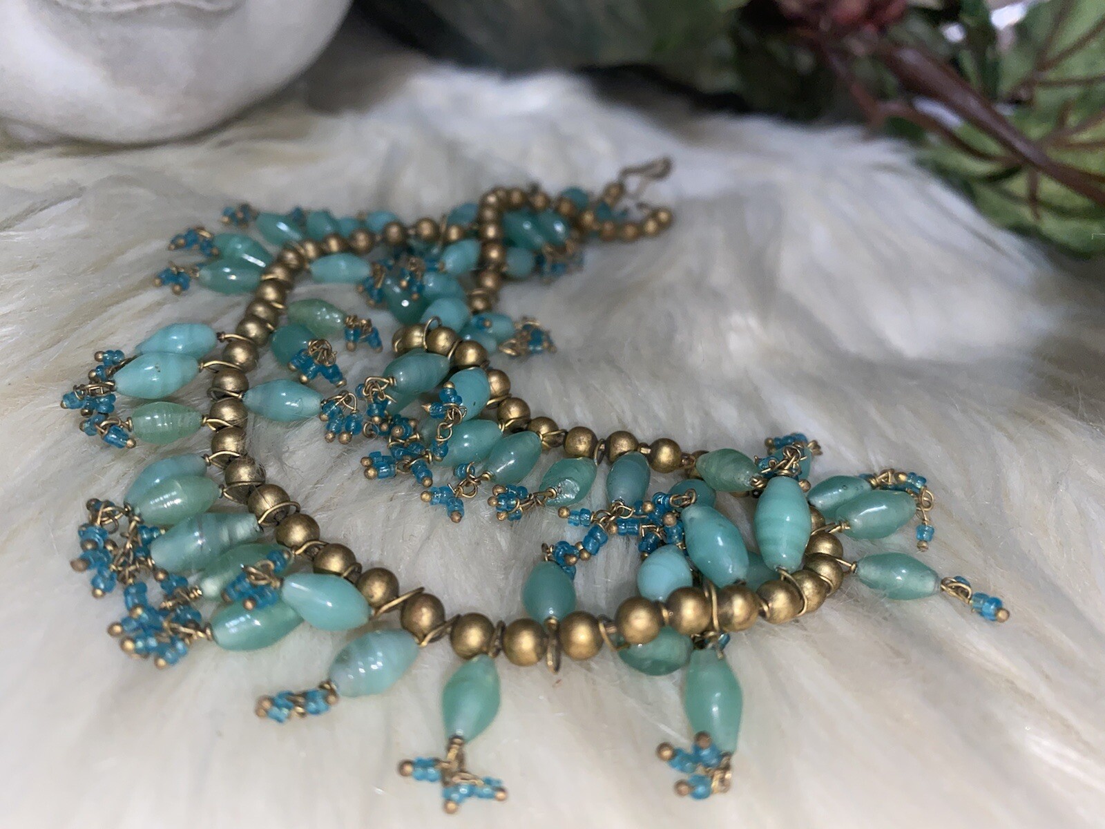 Louis Rousselet Confirmed Deco Art Nouveau Influence Glass Necklace!! B1