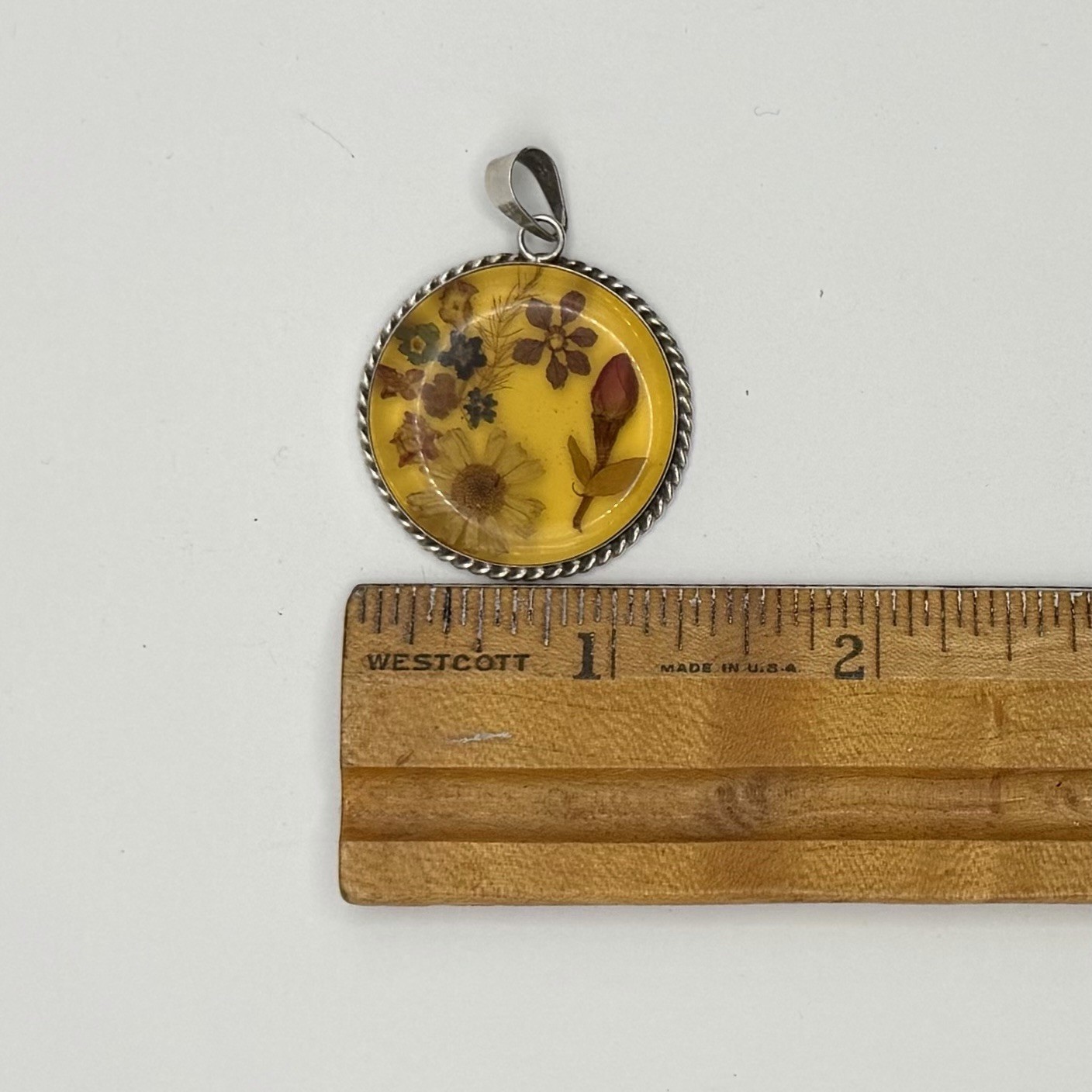 Vintage ATI Mexico 925 Silver Pressed Flowers Resin RLM Studio 925 Collar Y2K
